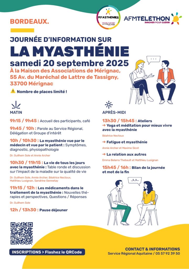 Affiche de la journée myasthénie organisée par l’AFM-Téléthon à Mérignac